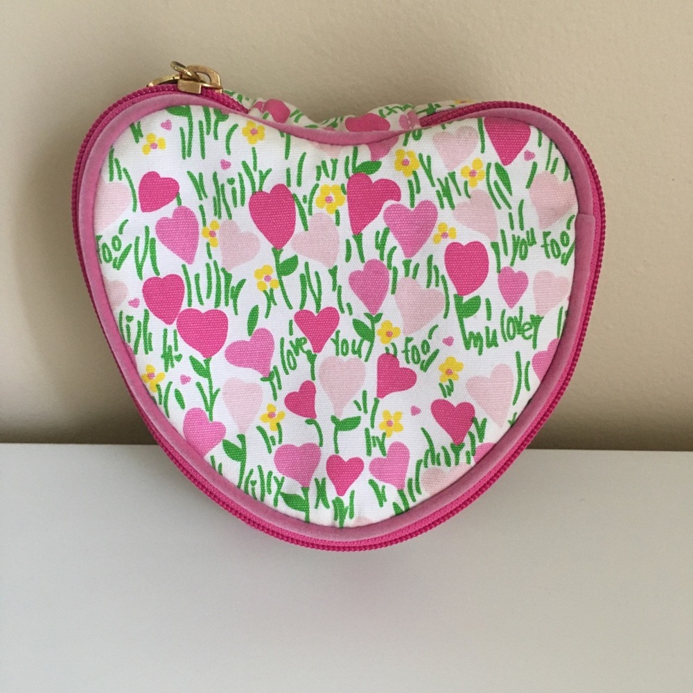 Lilly Pulitzer heart shaped travel jewelry case